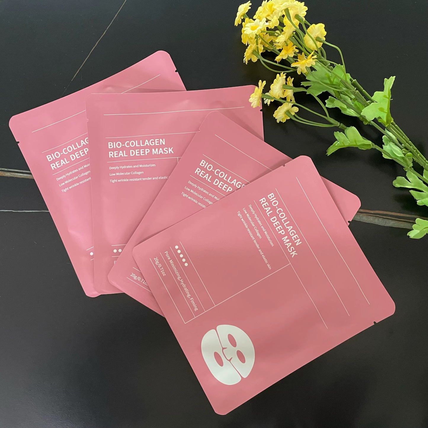 BelleVita Collagen face mask- Hydrating, firming, and brightening skincare Treatment for all skin types- Single use sheet mask with anti-aging benefits.